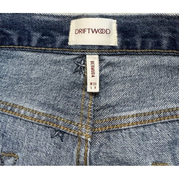 Driftwood Size 33 Women’s Denim Shorts Star Embroidered Cutoff NWT $128 - Picture 10 of 13